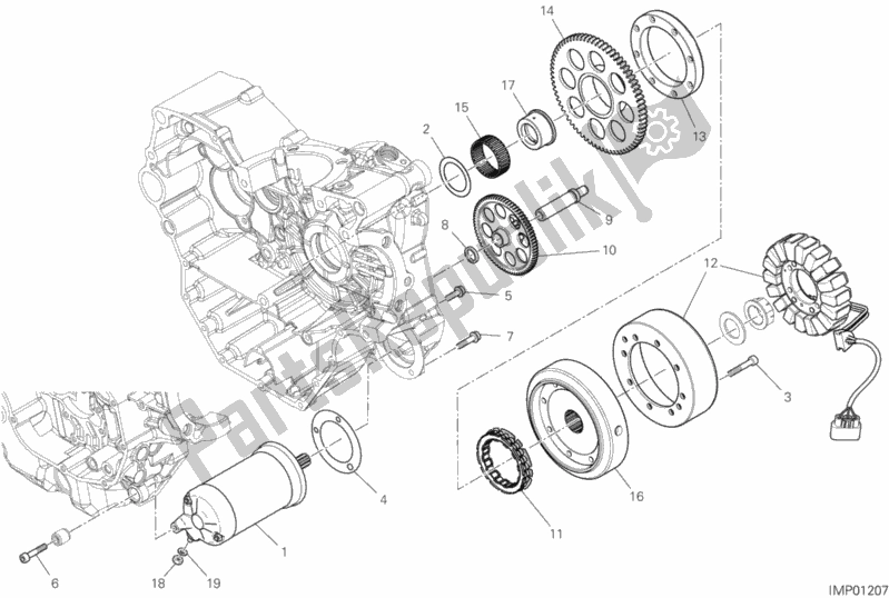 Alle onderdelen voor de Elektrisch Starten En Ontsteken van de Ducati Multistrada 950 S SW USA 2019
